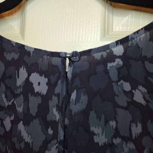 Rebecca Taylor Gray Print Silk Drawstring Shirtdress Cuffed Sleeves 2 - Picture 7 of 12